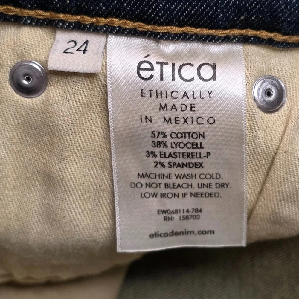 Etica Women's 24 Tyler High Rise Straight‎ Leg Jeans Dark Wash Button Fly NWT